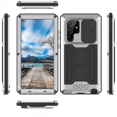 Armored Case for Samsung Galaxy S22 Ultra, R-JUST CamShield Slide, Silver