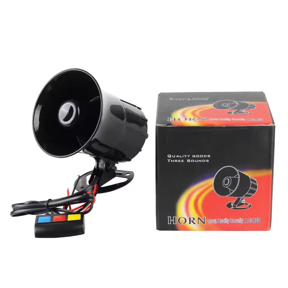 

New Three tone Alarm Speaker Outdoor Speaker for Cars and Motorcycles Square Port 12V Three button Speaker Loudspeaker чорний