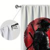 Samurai Ink Painting Style Printed Curtain Home Decor Window Treatment Bedroom Office Kitchen Curtains Set Of 2 Made Polyester With Rod Pocket