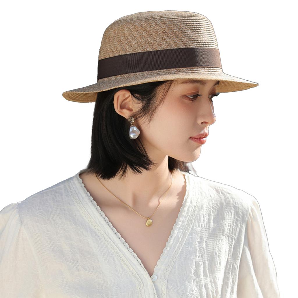 Women Wide Brim Straw Hat Multicolor Ribbon Design Sunshade Straw Hats for Vacation Beach Travel Outdoor