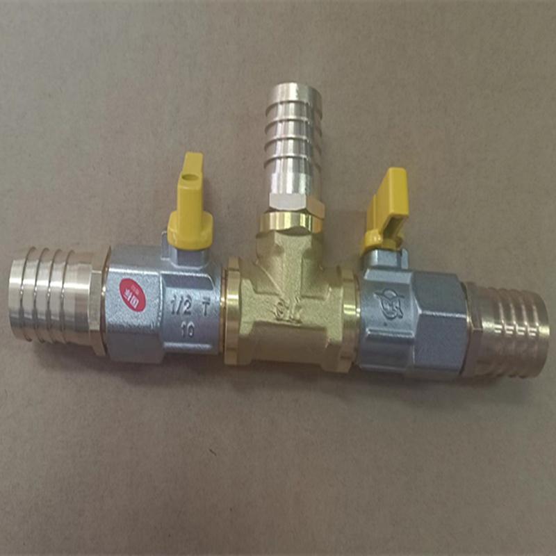 Brass Push-to-Connect Ball Valve Reducing Tee for Water Pipes (Sizes: 6/8/10/12/14/16mm)