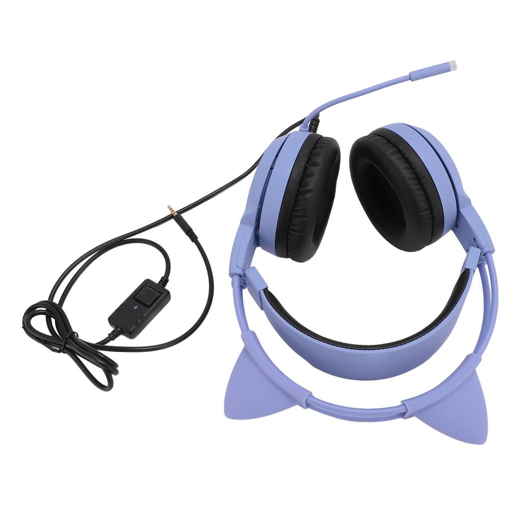 Gaming Hdset 3.5mm Plug Stereo Noise Reduction Cute Cat   Over r Hdphone with Mic for Girls for X BOX PC Phone
