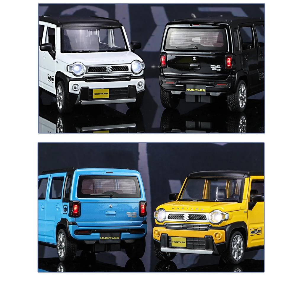 1/22 Suzuki Hustler SUV Alloy Car Model Sound and Light Pull Back Children's Toy Collectibles Birthday Gift