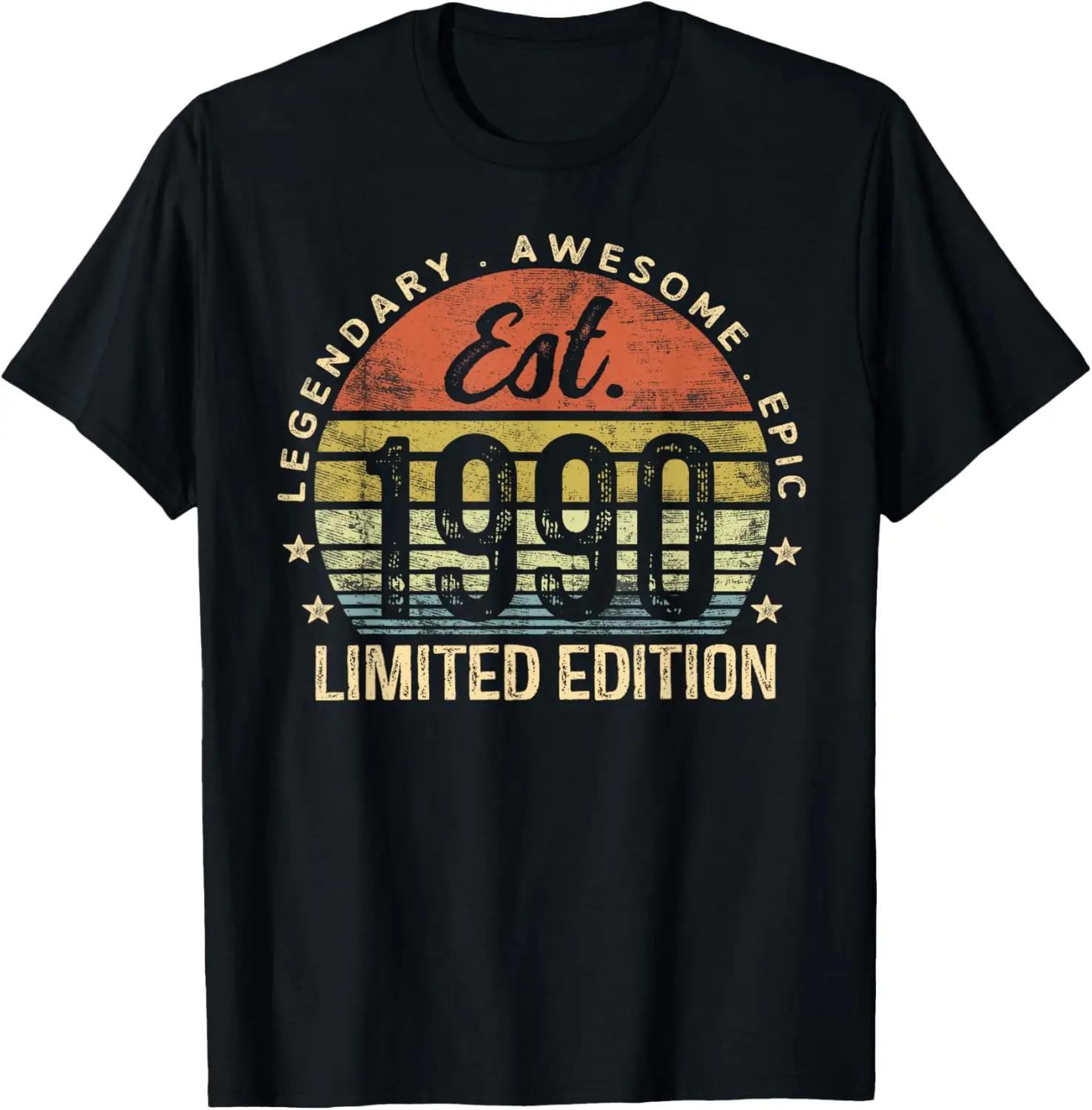 

Vintage 1990 Limited Edition 35th Birthday Gift 35 Year Old T-shirt Unisex Summer Streetwear Top Streetwear Ropa Hombre Tops 4XL