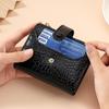 Multi-Card Slots Women Short Wallet  Pu Leather Solid Color Zipper Clutch Crocodile Print Waterproof Card Bag Coin Purse