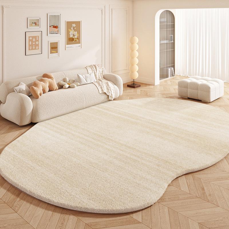 Modern Cream Style Carpets for Living Room Fluffy Soft Plush Carpet Minimalist Bedroom Decor Rug Irregular Shaped Washabler Mat