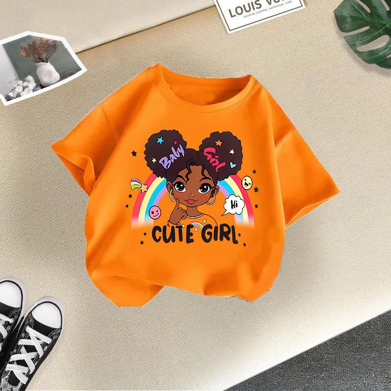 Girls' Cartoon Print Casual Round Neck Short-Sleeve T-Shirt - Summer Collection