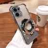 Clear Shockproof Plating Case For OPPO Reno 13 Pro 13F Fundas For Magsafe Magnetic Stand Holder Cover