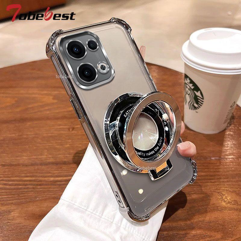 

Clear Shockproof Plating Case For OPPO Reno 13 Pro 13F fundas For Magsafe Magnetic Stand Holder Cover Reno 13F серебряный