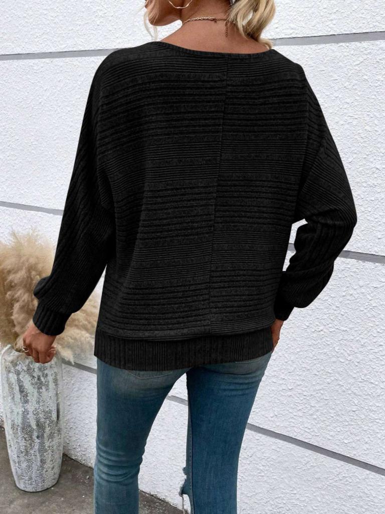 Women's Comfortable Casual Solid-Color Long-Sleeve Crew Neck Pullover Top