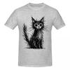 Unisex Cat Line Funny Modern Sketch Animal Trendy T Shirt Streetwear O-neck Cotton T Shirts
