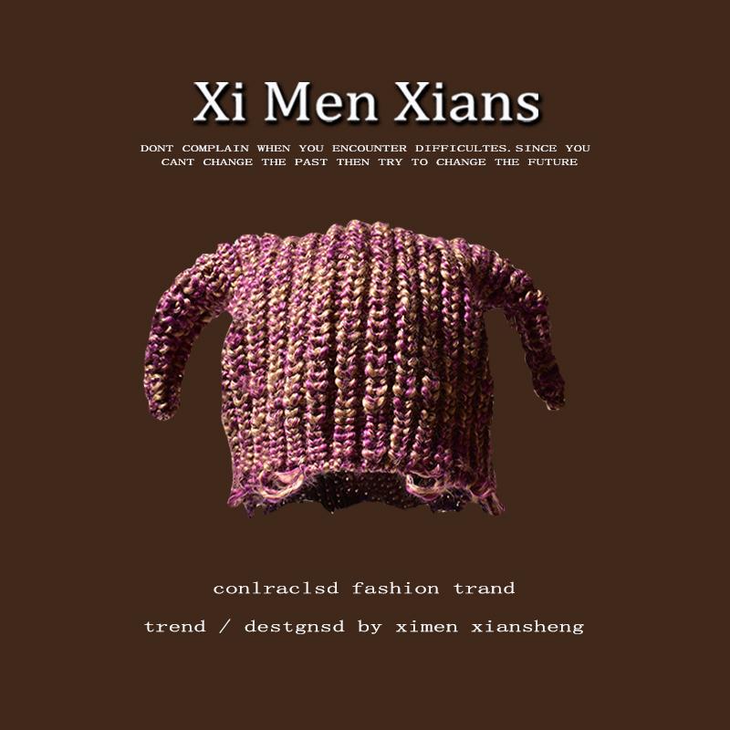 

Фуксия оригинальный рог дьявола милые ушки вязаная шапка нишевая субкультура панк шерстяная шапка мужчины и женщины M（56-58cm） фуксия