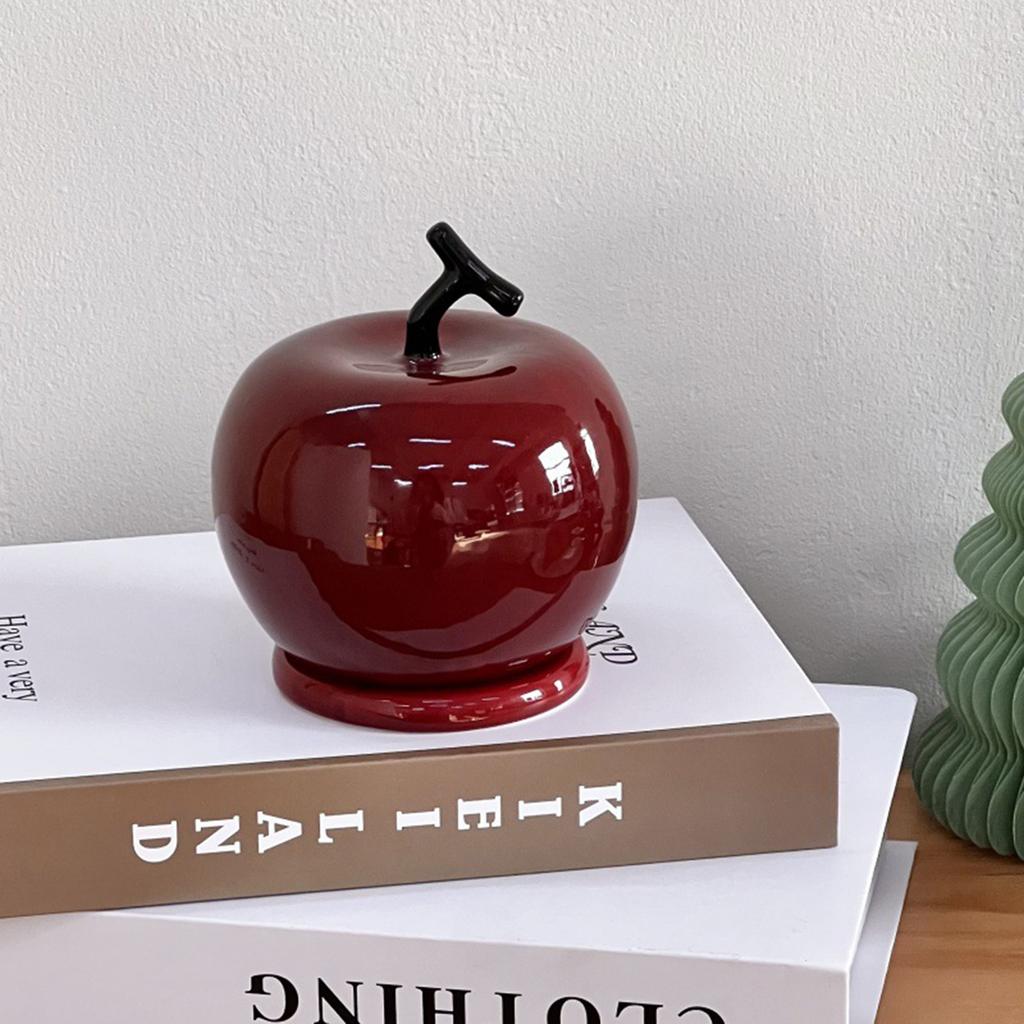 Creative dental swab tube, household apple shaped ceramic cotton swab storage box with lid