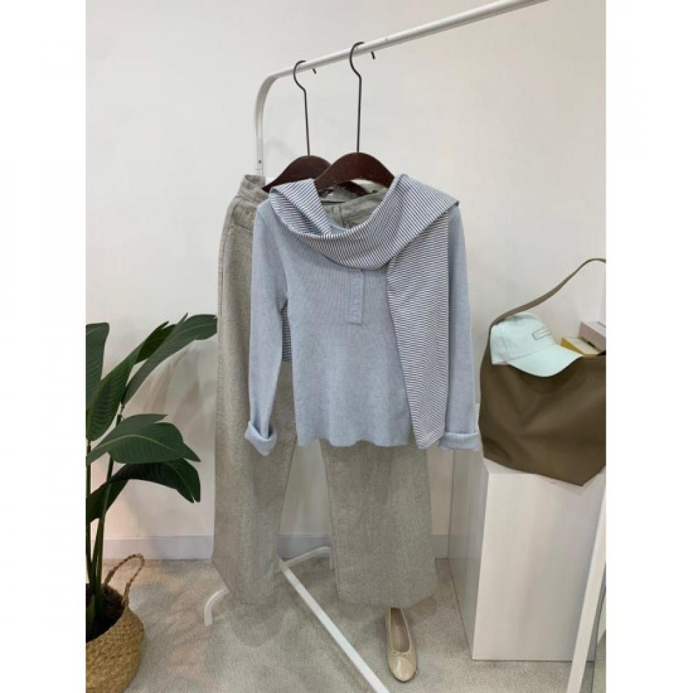 C S In The Room U neCk Ribbed Long Sleeve Knit 5ColorS CU 050