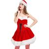 Adult Women Christmas Xmas New Year Red Velvet Stralpless Short Dress Halloween Role Play Dress Up Cosplay Costume