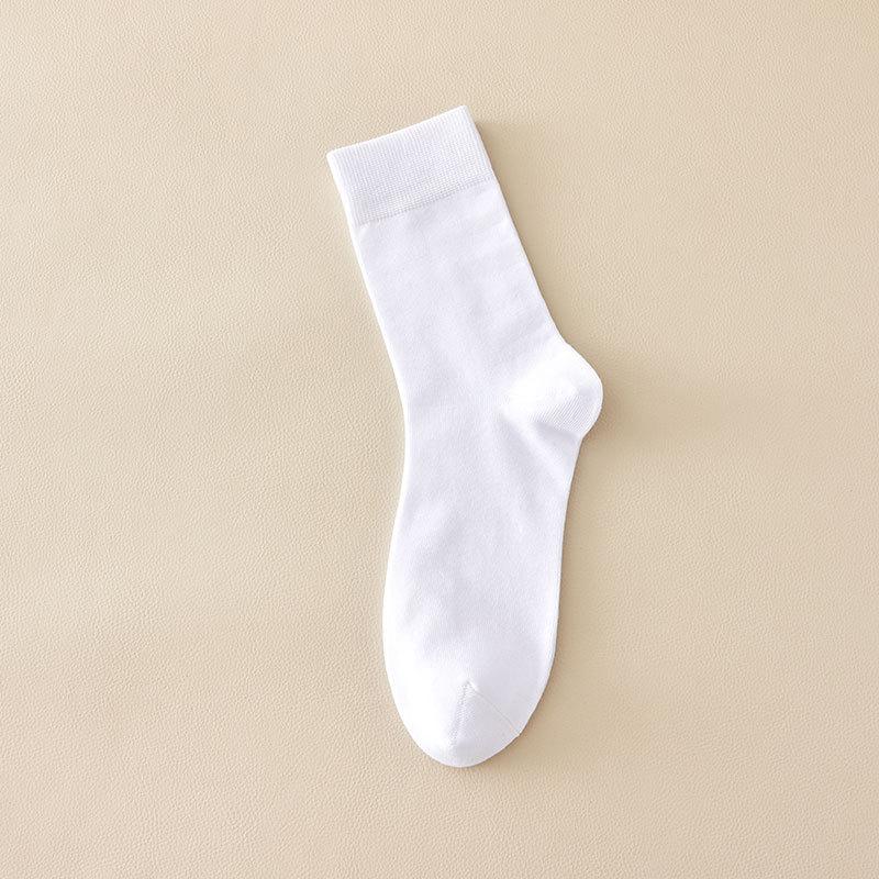 Men's Spring and Autumn Pure Cotton Solid Color Business Antibacterial and Deodorant Tube Socks