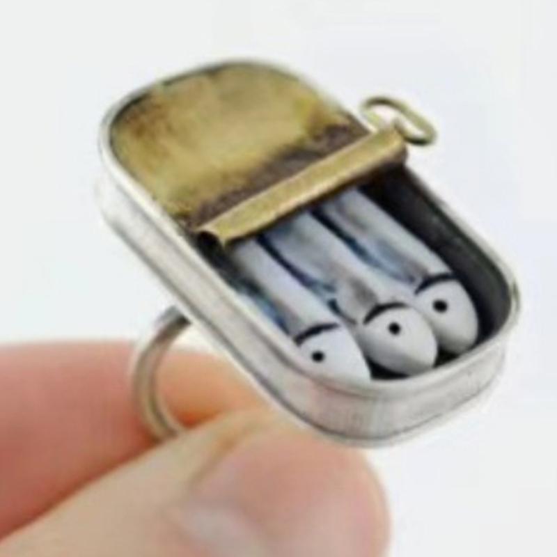 

Кольцо/ожерелье из банки с сардинами, регулируемое, ювелирное, подарочное, винтажное, модное, аксессуары для мужчин и женщин gold ring