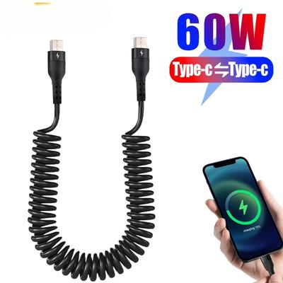 PD 60W USB C na Type-C rychlonabíjecí kabel pro Honor Xiaomi Redmi POCO Samsung telefon pružinová 5A nabíječka do auta kabel