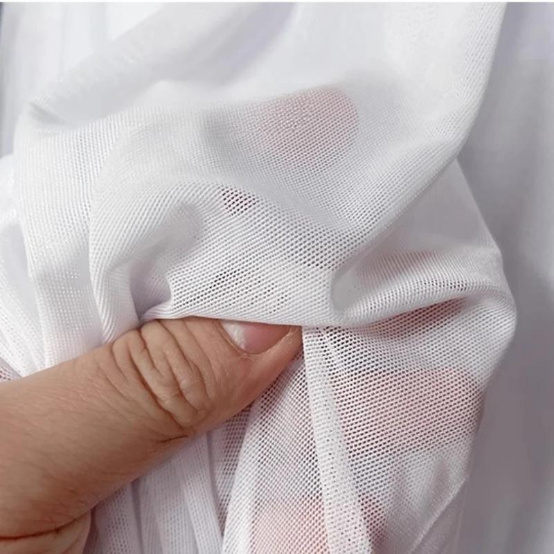 Wide 150cm Nylon Mesh Fabric Spandex High Elastic Dense Black White for DIY Sewing Lace Shirt Stockings