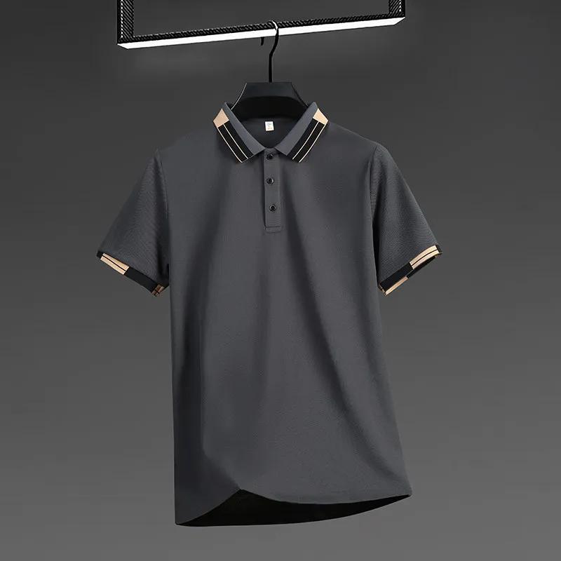 New Men's Business Casual Short Sleeved Shirt Solid Color Polo Shirt Fashionable Breathable Comfortable Versatile Top
