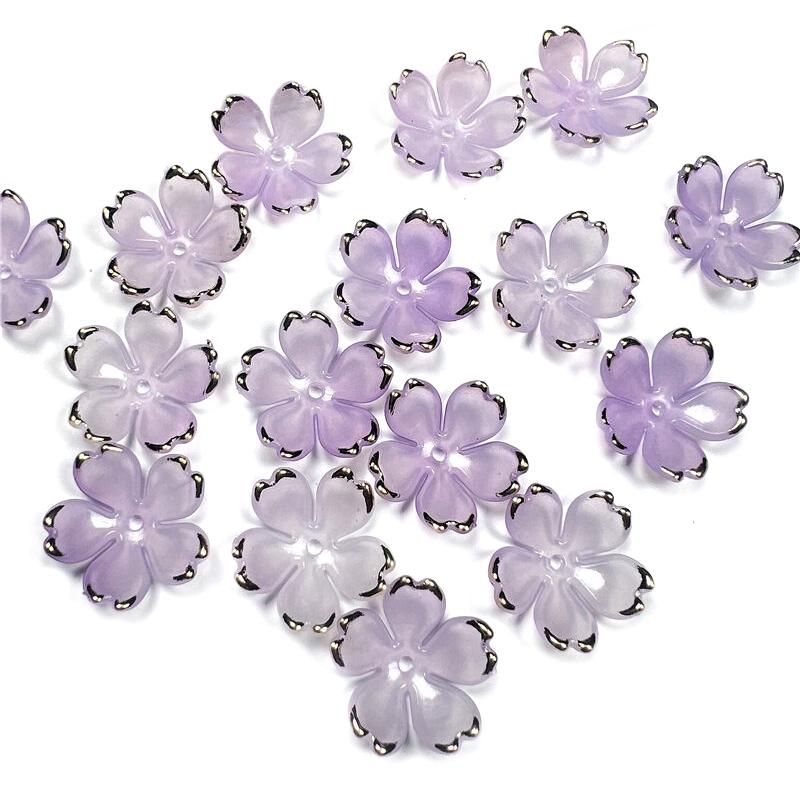 50Pcs New 19MM Acrylic Cherry Blossoms Flower Beads Petals Charm Connectors Diy Earrings Hair Jewelry Making Resin Acessories