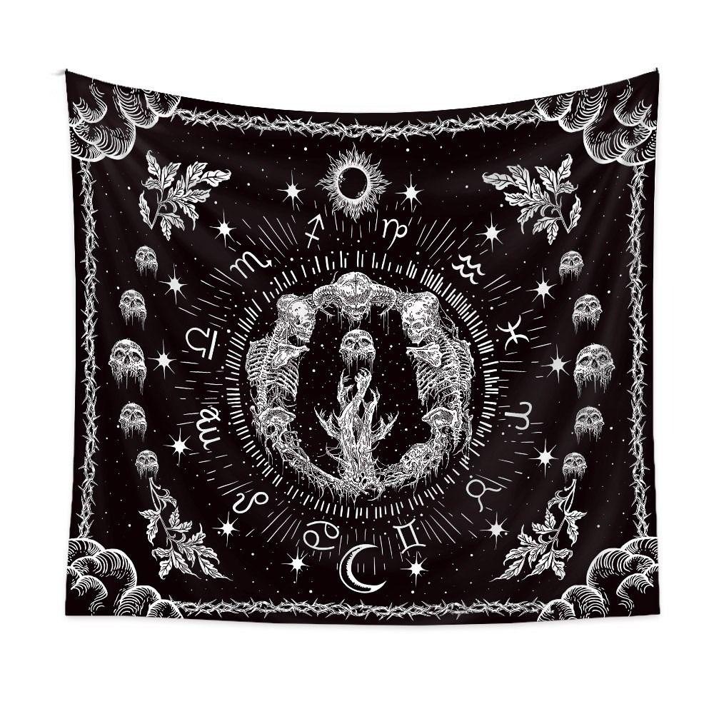 Psychedelic Black Skeleton Tapestry Gothic Wall Rug Wall Hanging Blanket  Home Decoration