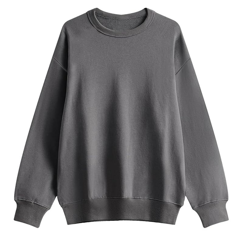 

[EASTEMPO] ladies trainer spring long sleeve Relaxing Plain color Fashionable casual cute large size (JP, alphabet, L, dark gray)
