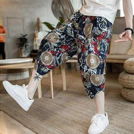 2024 Men's Solid Color Plus Size Casual Linen Harem Pants