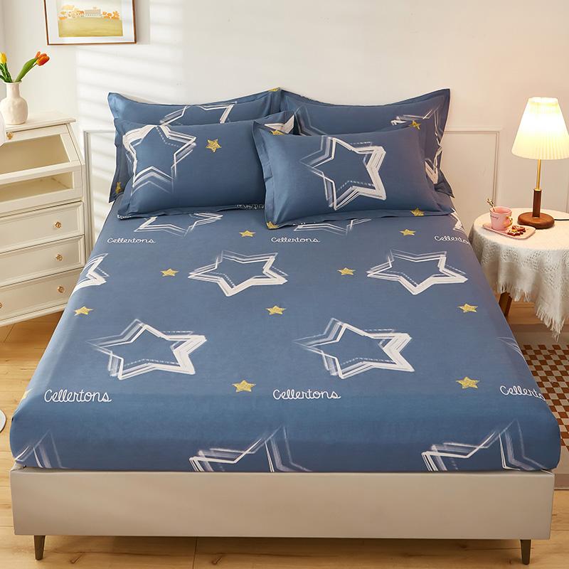 1 skin-friendly Bed Cover  cotton  Printing fitted sheet with elastic band, single/queen/king size (without pillowcases)