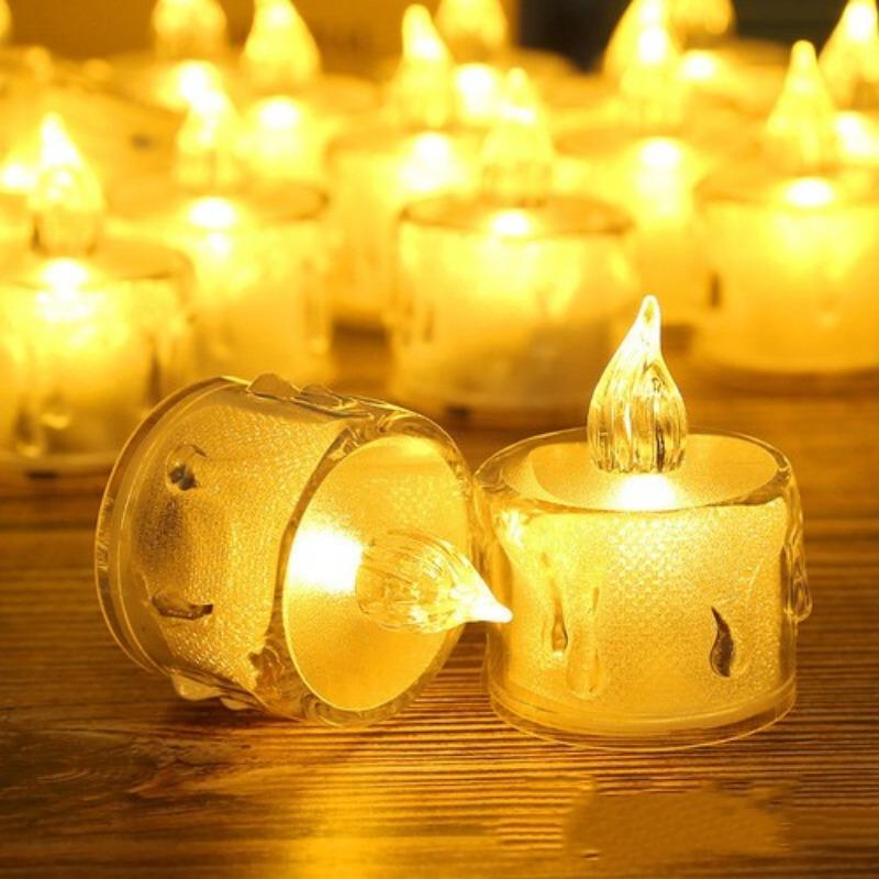 LED Flameless Pillar Candles Realistic Flickering Plastic Candle Night Light for Home Party Wedding Christmas Halloween Decor