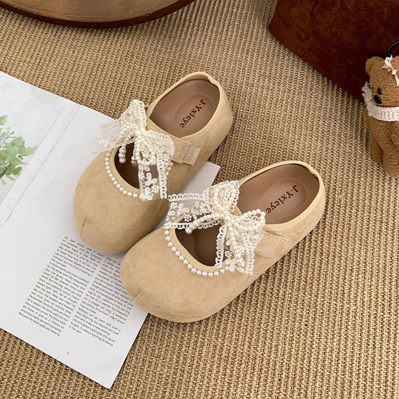 Pearl Temperament Fairy Style Platform Bag Head Slippers Female Summer Wear 2025 New Versatile Height Increase Half Drag Birkenstocks