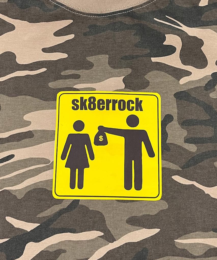 SK8ER ROCK Street Tax Camouflage T-Shirt ((Beige))