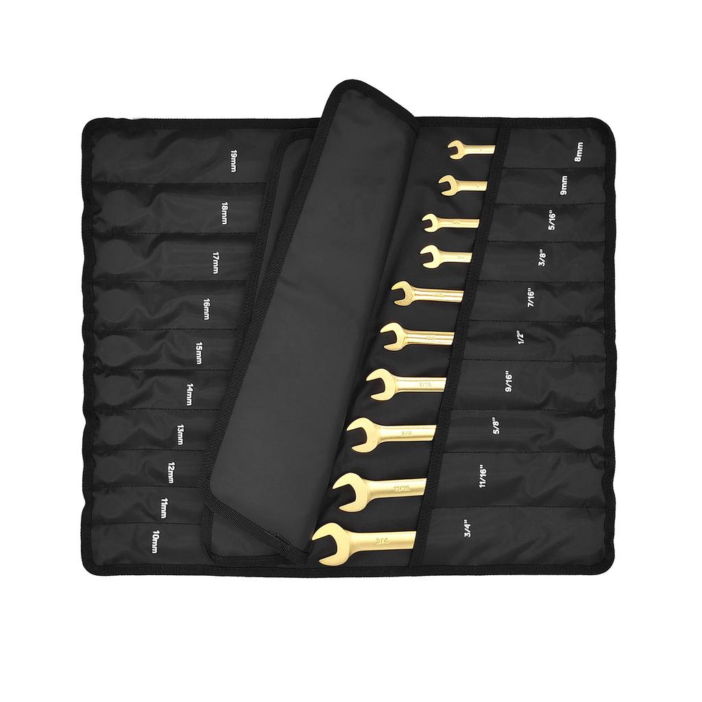 STARWORK Gold Ratchet Wrench Set with and XL Ratchet Wrench Set with Storage Bag 20-Piece Dual-Purpose Heads, Non-Slip Gear, (SAE/Metric)