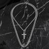 Stainless Steel Necklace Personalized Cross Necklace Cuban Chain High-end Titanium Steel Jewelry Two-piece Set