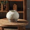 Rustic White Distressed Zen Pottery Jar for Dried Flowers - Chinese Style Vase Ornament for Home or Hotel Decor