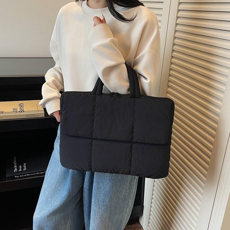 15 Inch Quilted Laptop Case Puffy Laptop Bag with Handle Notebook Bag for Women Men Travel School Work