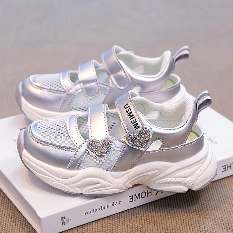 Girls Summer Mesh Soft Sole Princess Sneakers Lightweight Breathable Casual Shoes size 27