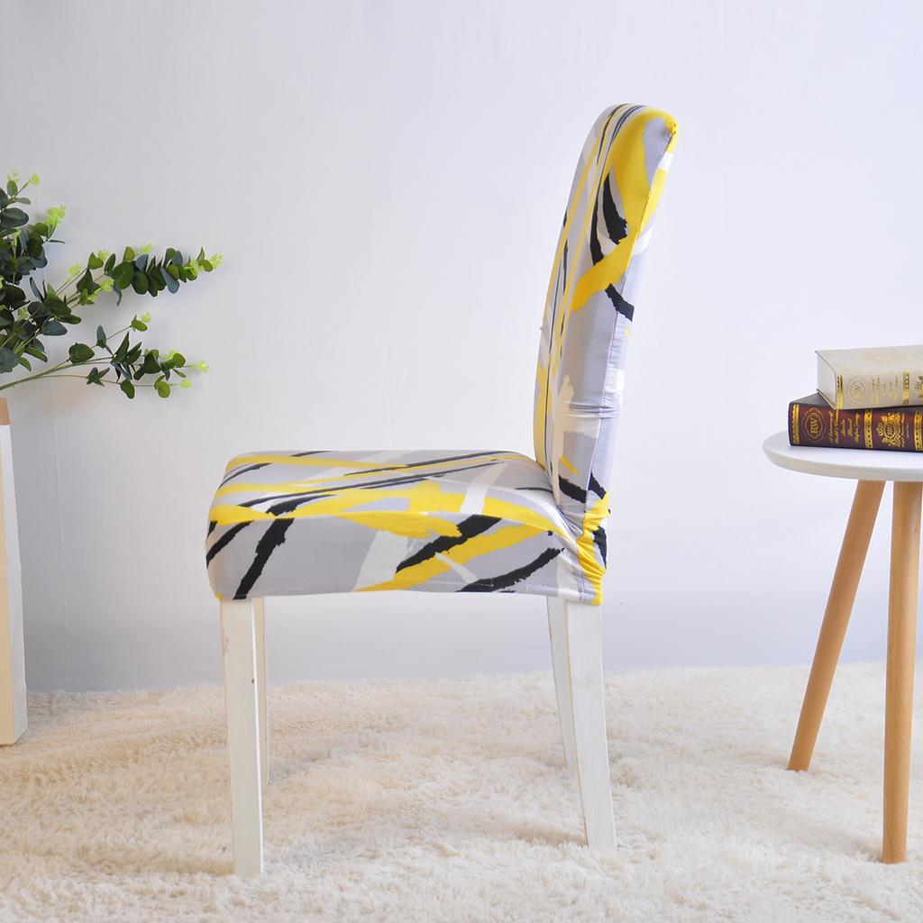 4Pcs Modern Printed Removable And Washable Stretch Banquet Hotel Dining Room  Chair Cover Elastic Seat Chair Covers