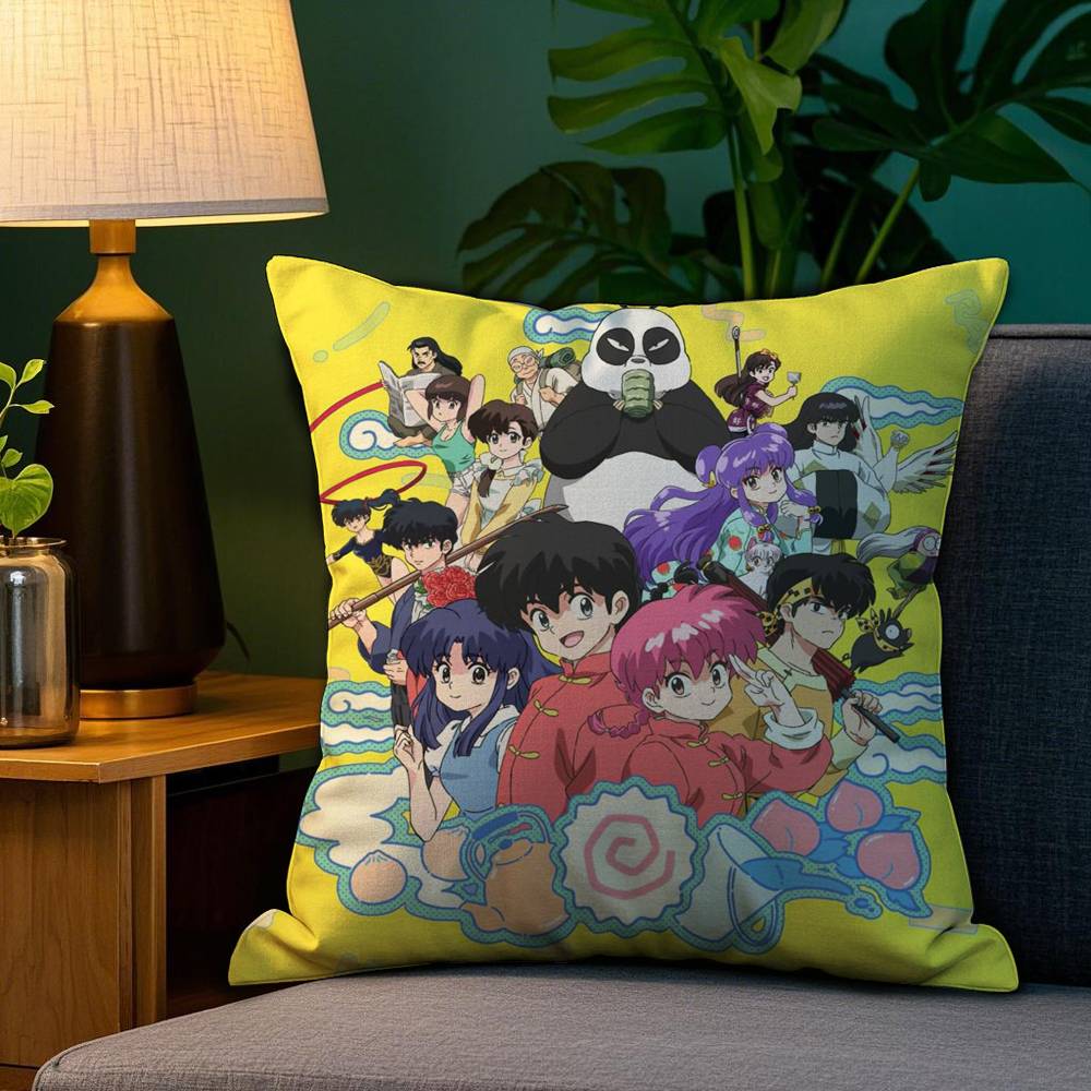 Cartoon RRanma1 2 Pillow Case Sofa Living Room Bedroom Doublesided Printing Square Cushion Nap Time Pillow Case