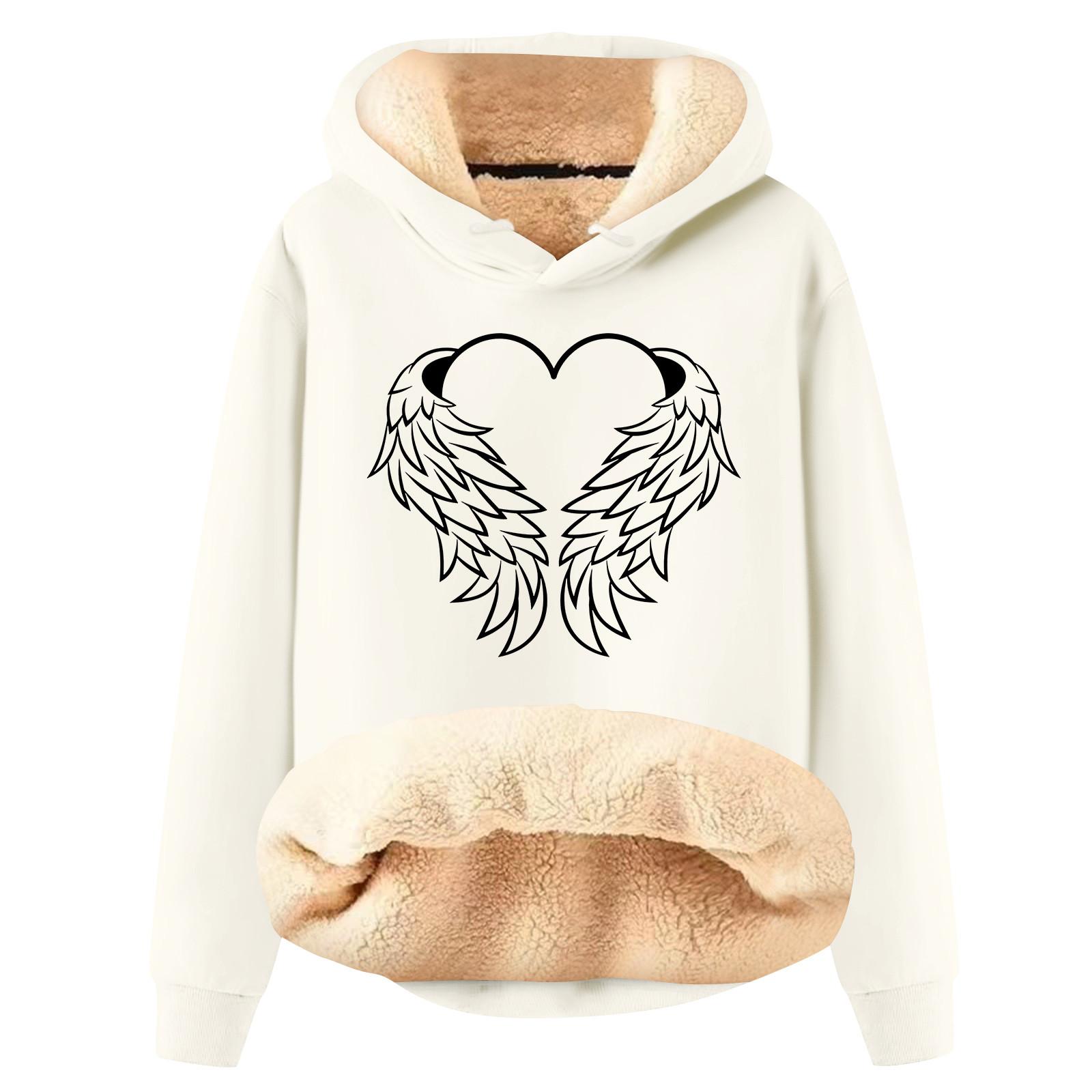 

Женская модная плюшевая теплая свободная толстовка с капюшоном и принтом S бежевый