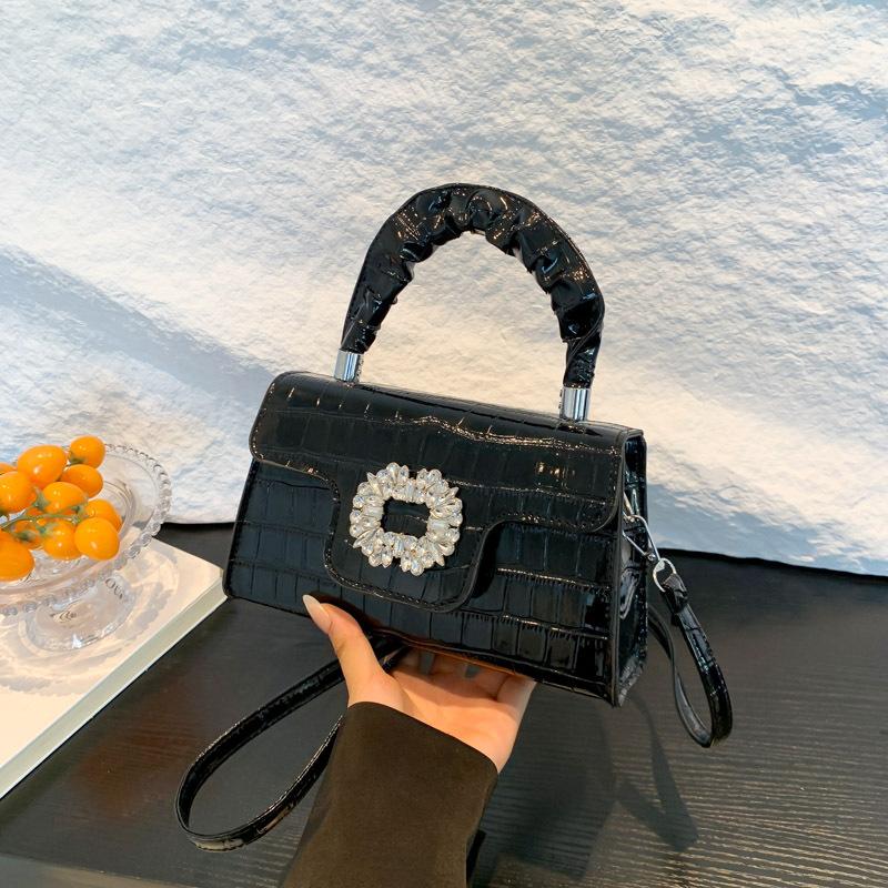 Stone Pattern Handbag Fashionable Small Square Bag Texture Pu Shoulder Bag Niche Versatile Messenger Bag