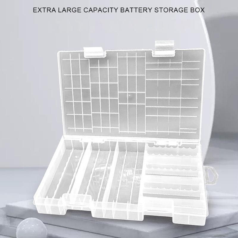 Úložný box na baterie pro 60 ks AA a 40 ks 3A Bateriový kontejner Lehký design s průhledným víkem