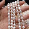 1String, White Natural Freshwater Pearls, Boho Handmade Straight Hole Pearl Beads for Jewelry Making DIY Necklaces Crafts (Beads 8-9mm, Length 36cm)