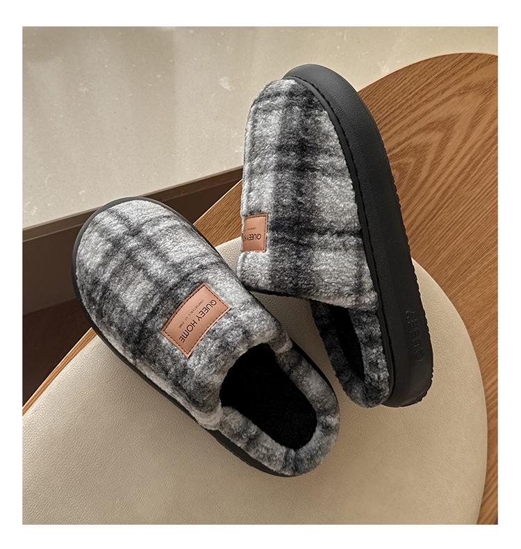 2025 Women's Thick-Soled Non-Slip Plush Slippers - Indoor Winter Warmth
