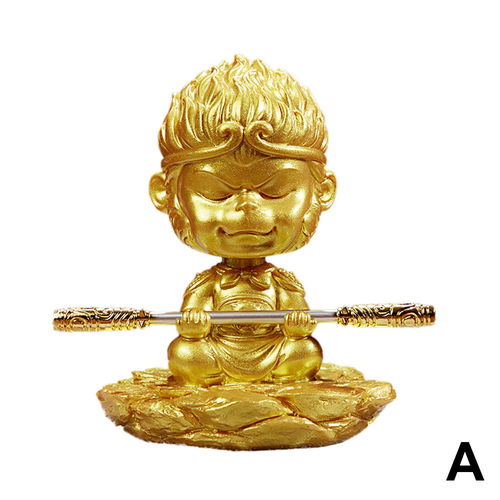 For Black Mythology Sun Figure Statue Sculpture Monkey King Desktop Ornament with Golden Cudgel 2024 Car Dashboard Decor
