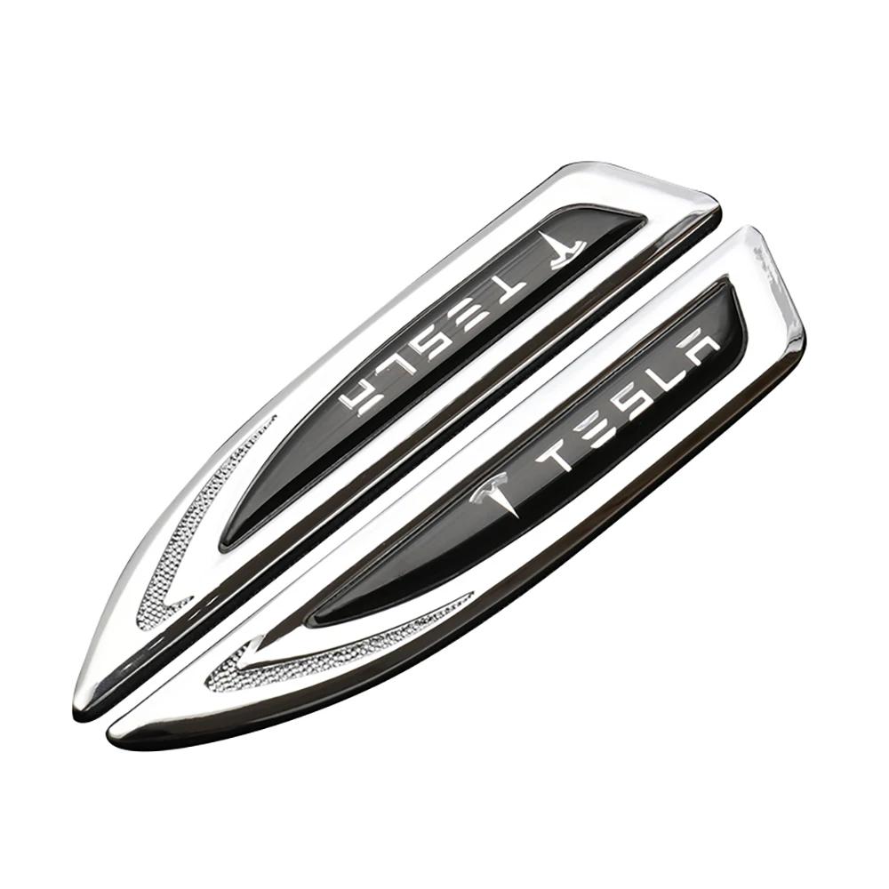 Car Sticker 2025 Hot 2Pcs Car Metal Badge Car Wing Right & Left Side Fender Stickers for Tesla Model 3 Y S X Roadster Juguete Sp