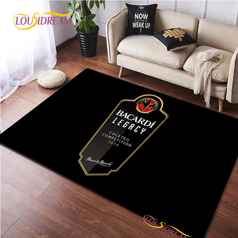 Bacardi Rum Logo Kreative Bereichsteppiche, Teppich für Wohnzimmer Schlafzimmer Heimdeko, Kinder Küche Badezimmer Rutschfeste Fußmatte Alfombra