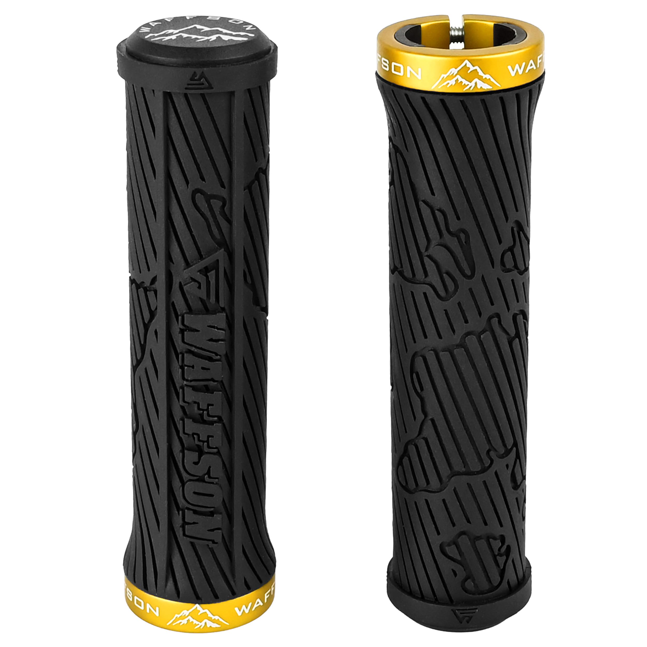 

WFS World Map MTB Grips Single Clamp Ergonomic Mountain Bike Handlebar Grips Comfortable Vibration Damping for and Downhill Black and Gold Lock-On –