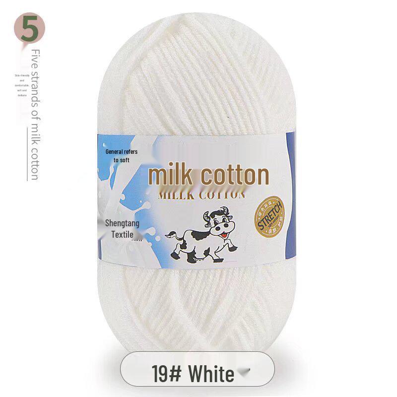 Five-Strand Milk Cotton Yarn for Crochet: Medium-Thick, Hand-Knitted DIY Kit for Dolls, Shoes, Scarves.