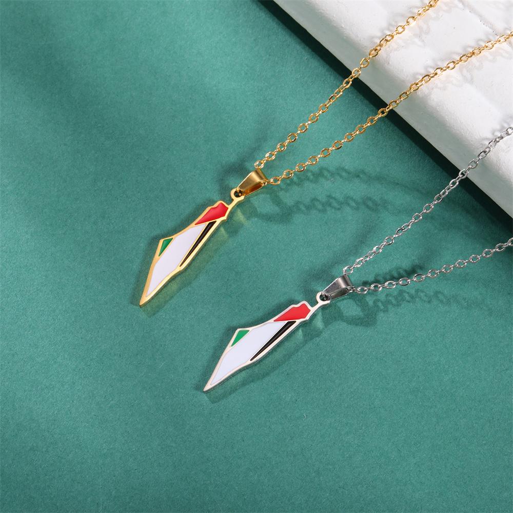 Mijn Vorm Palestina Kaart Vlag Hanger Ketting voor Vrouwen Mannen Rvs Kaart Geografie Ketting Choker Ketting Sieraden Groothandel